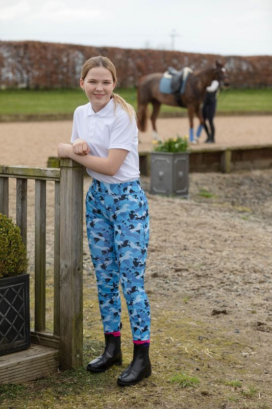 Rhinegold Childs Full Seat Pony Print Riding Tights - Top Of The Clops