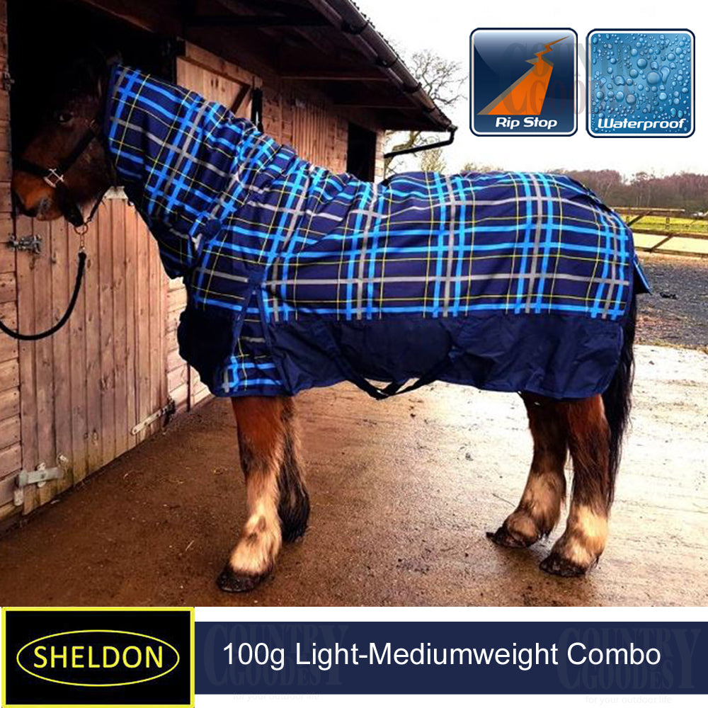 Sheldon Blue Check 100g Combo Turnout Rug - Top Of The Clops