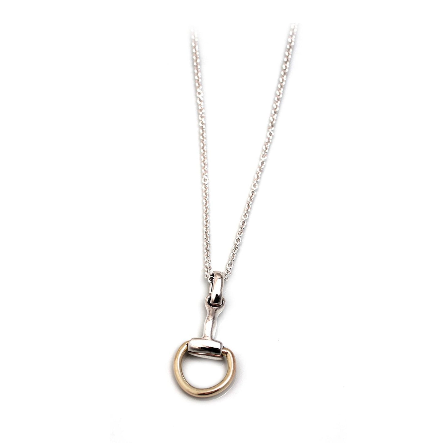 Hiho Two Tone Snaffle Pendant On Fine Trace Chain
