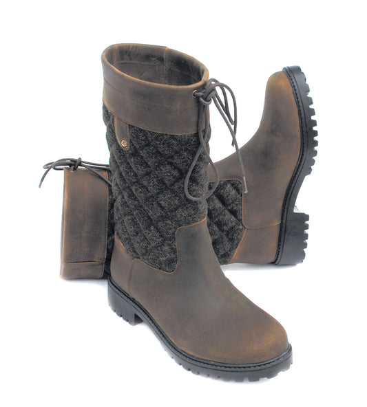Rhinegold 'Elite' Tweed Georgia Leather Country Boots - Top Of The Clops