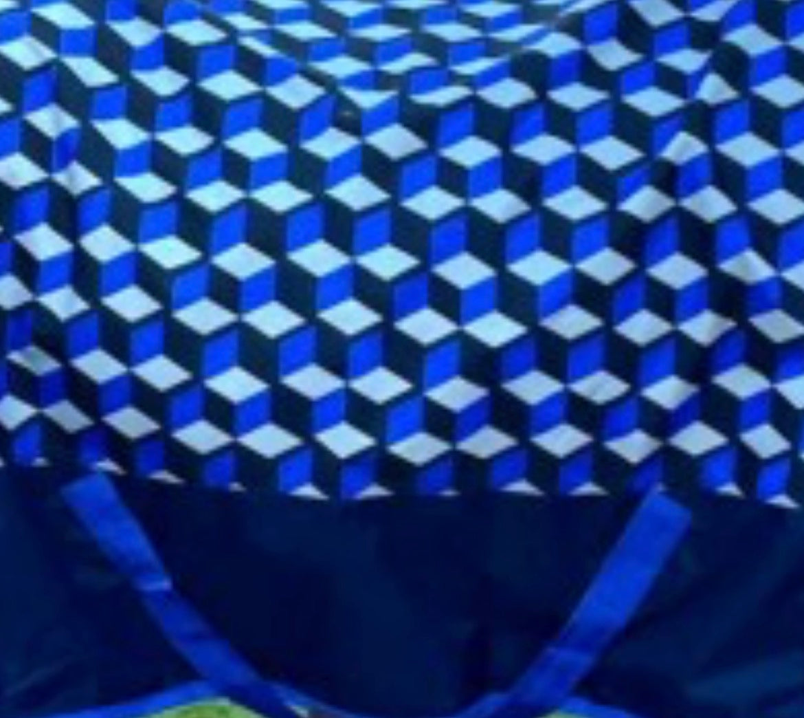 Sheldon No Fill Blue Square Turnout Rug