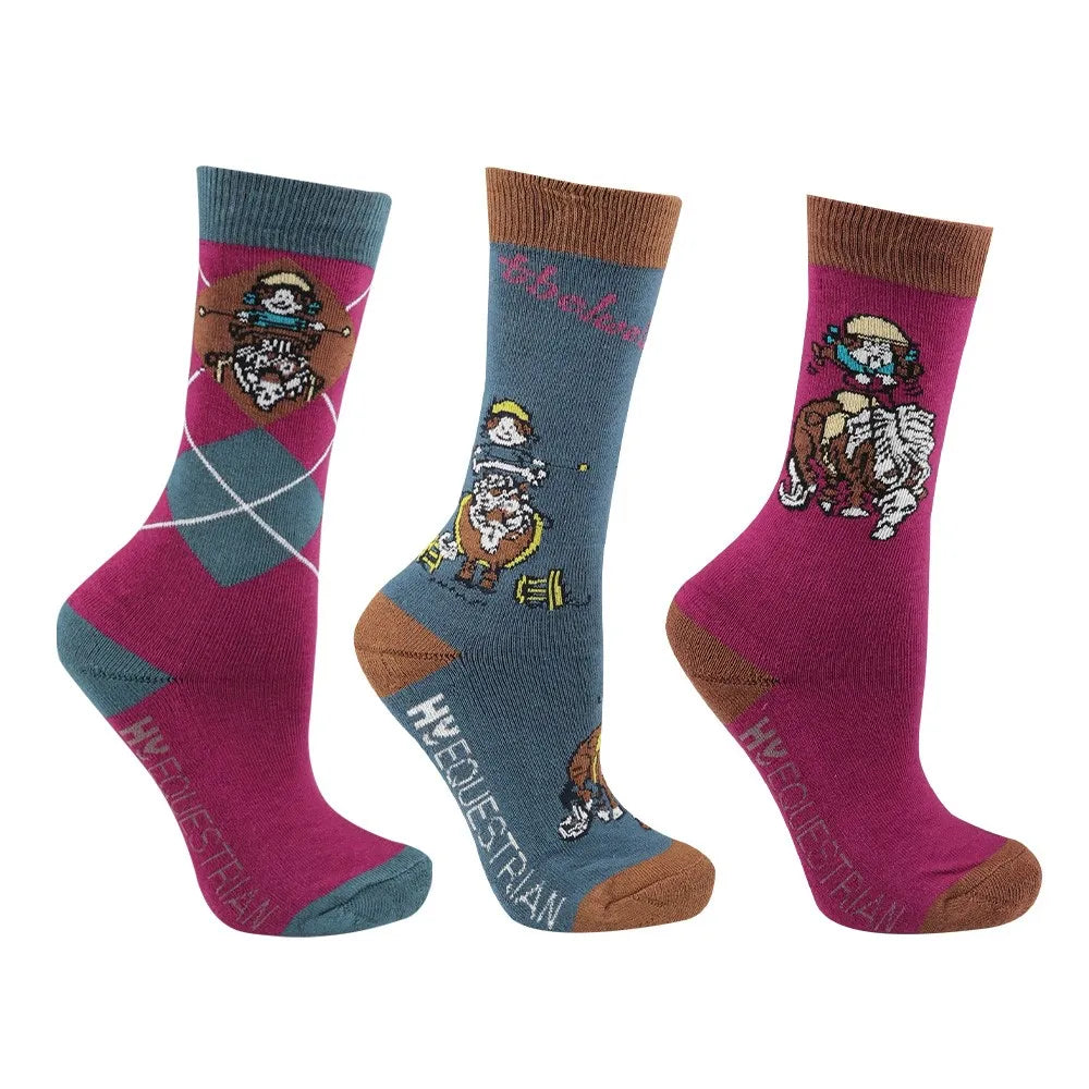 Hy Equestrian Thelwell Collection Pony Friends Socks (Pack of 3)