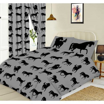 Grey Horses Horses Single Duvet Set