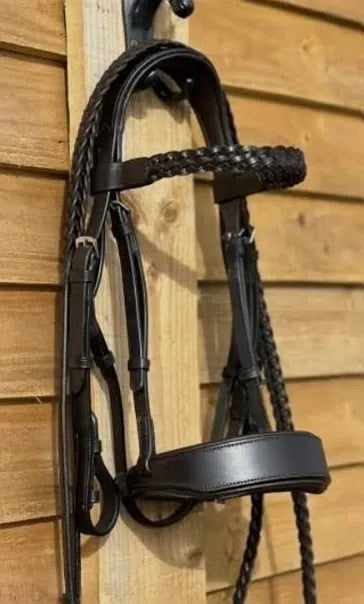 Elano Ergonomic Plaited Hunt Bridle with Plaited Reins