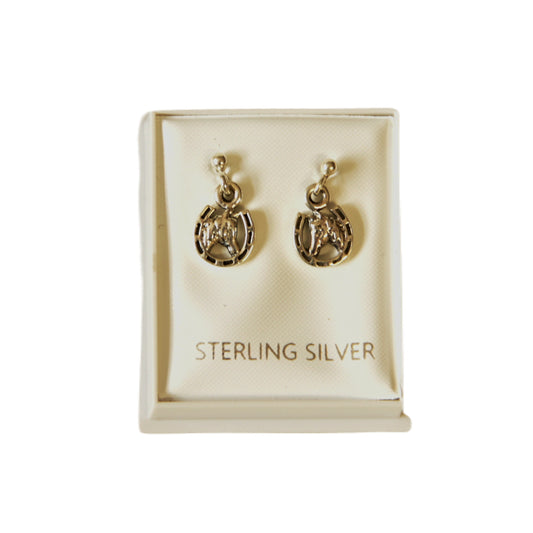 Spartan Sterling Silver Hanging Horse Head Earrings - Top Of The Clops