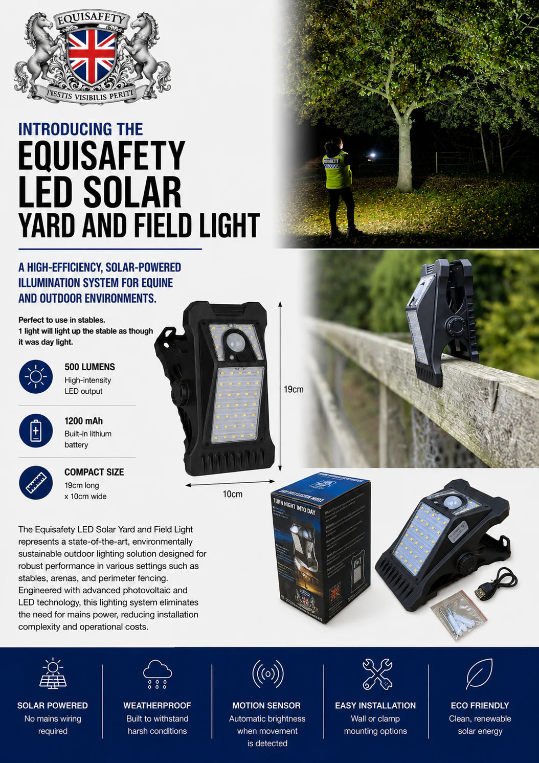 Equisafety Solar Powered LED Outdoor Light Clip