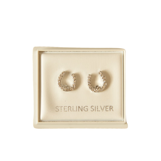 Spartan Sterling Silver Crystal Horseshoe Earrings - Top Of The Clops