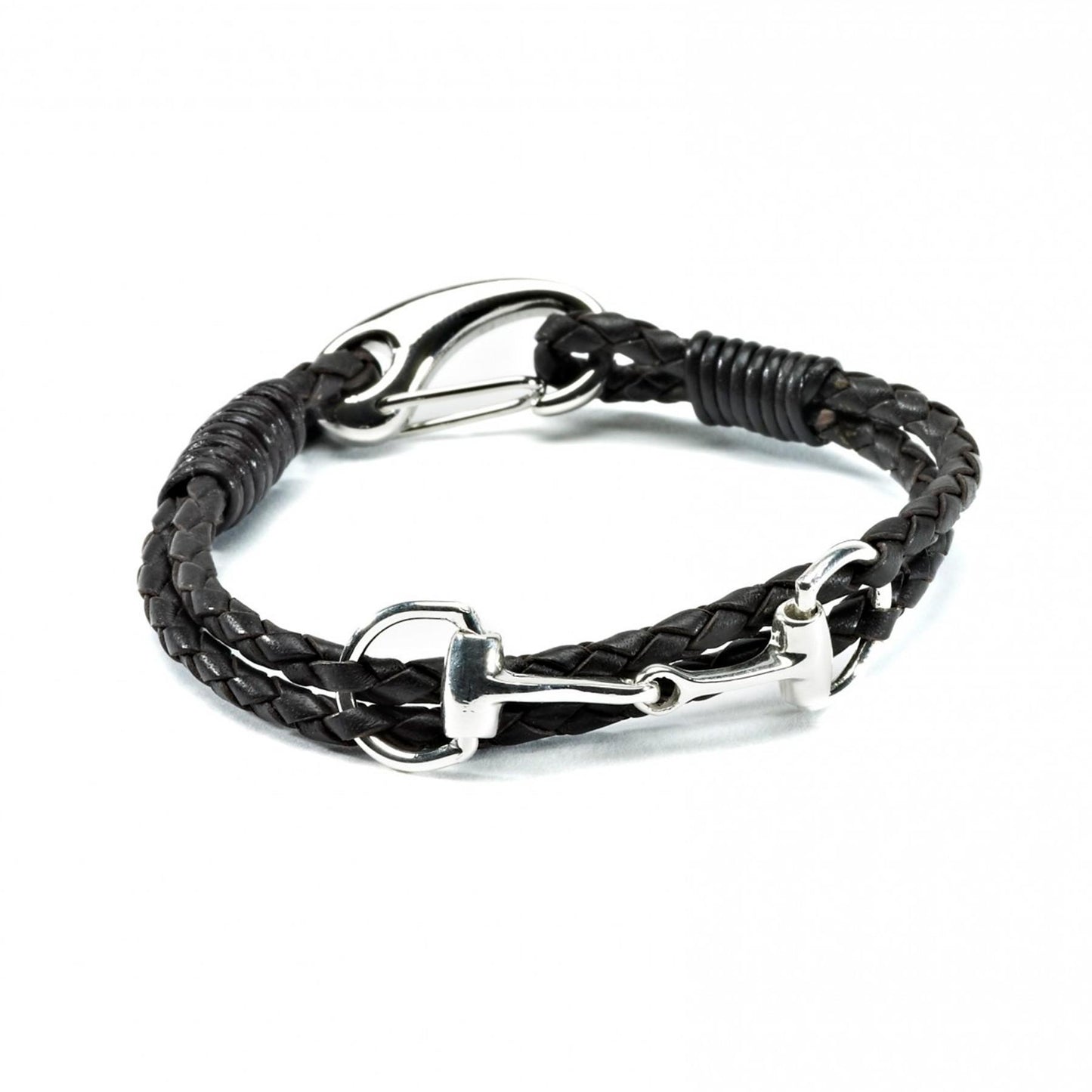 HiHo Silver Leather Snaffle Bracelet