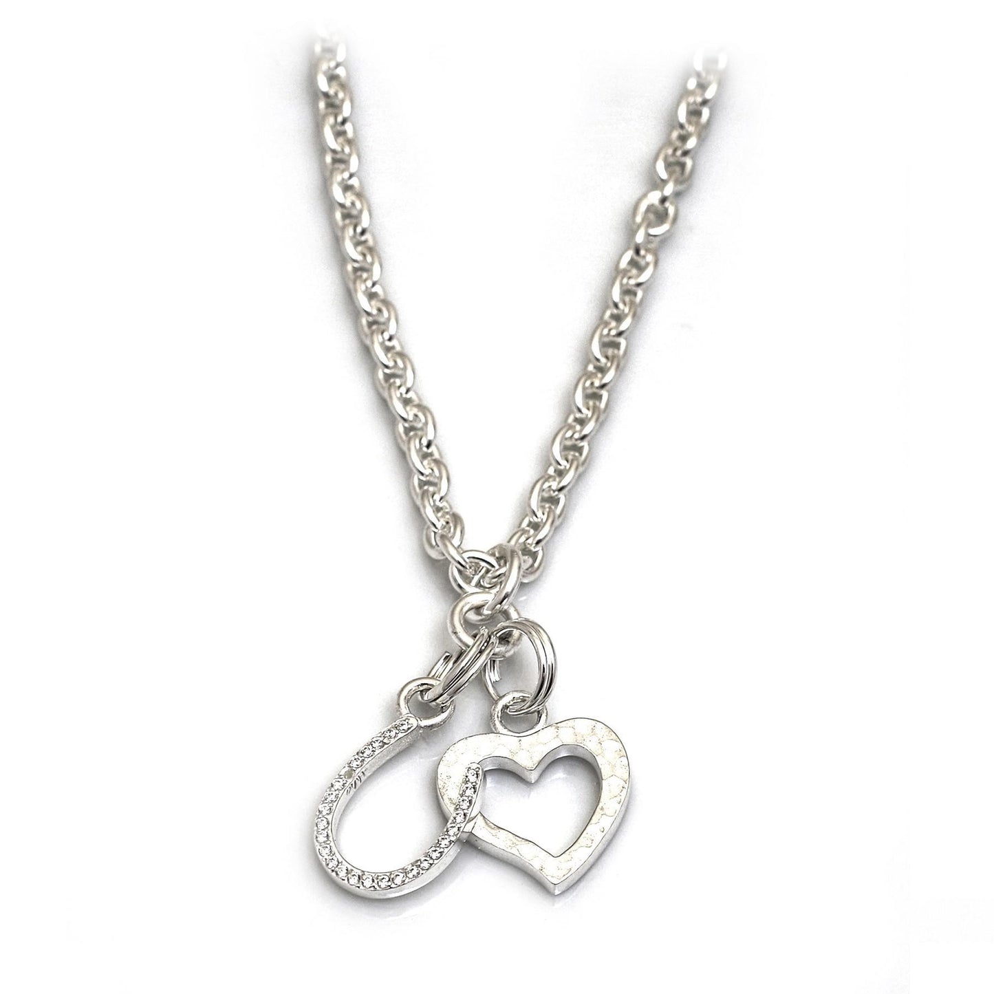 Hiho Exclusive Sterling Silver Heart & Horseshoe Cluster Necklace