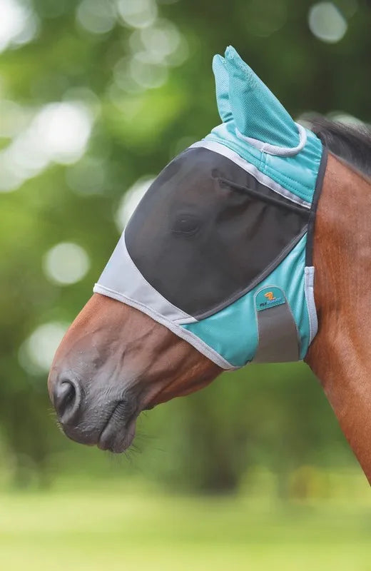 Shires FlyGuard Pro Deluxe Fly Mask with Ears XF Green