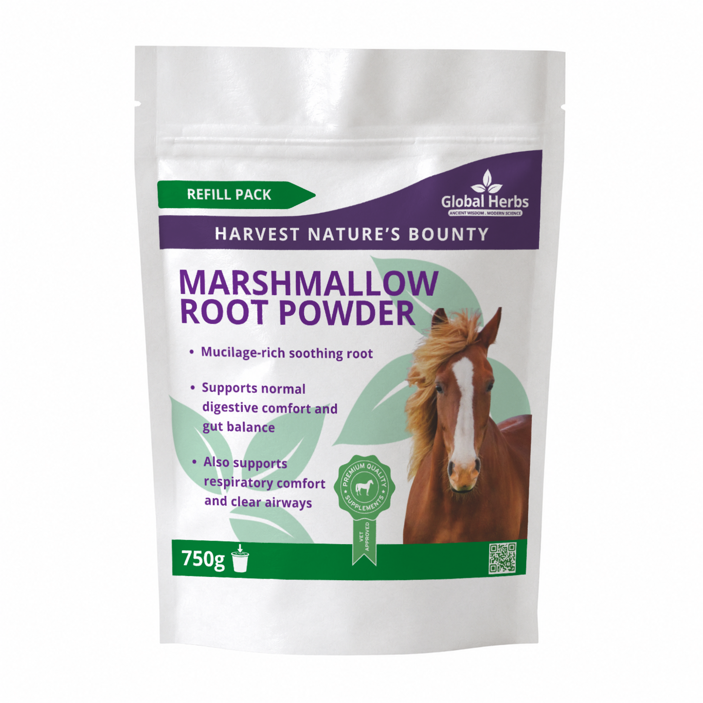 Marshmallow Root Powder Refill Pouch 750g - Global Herbs