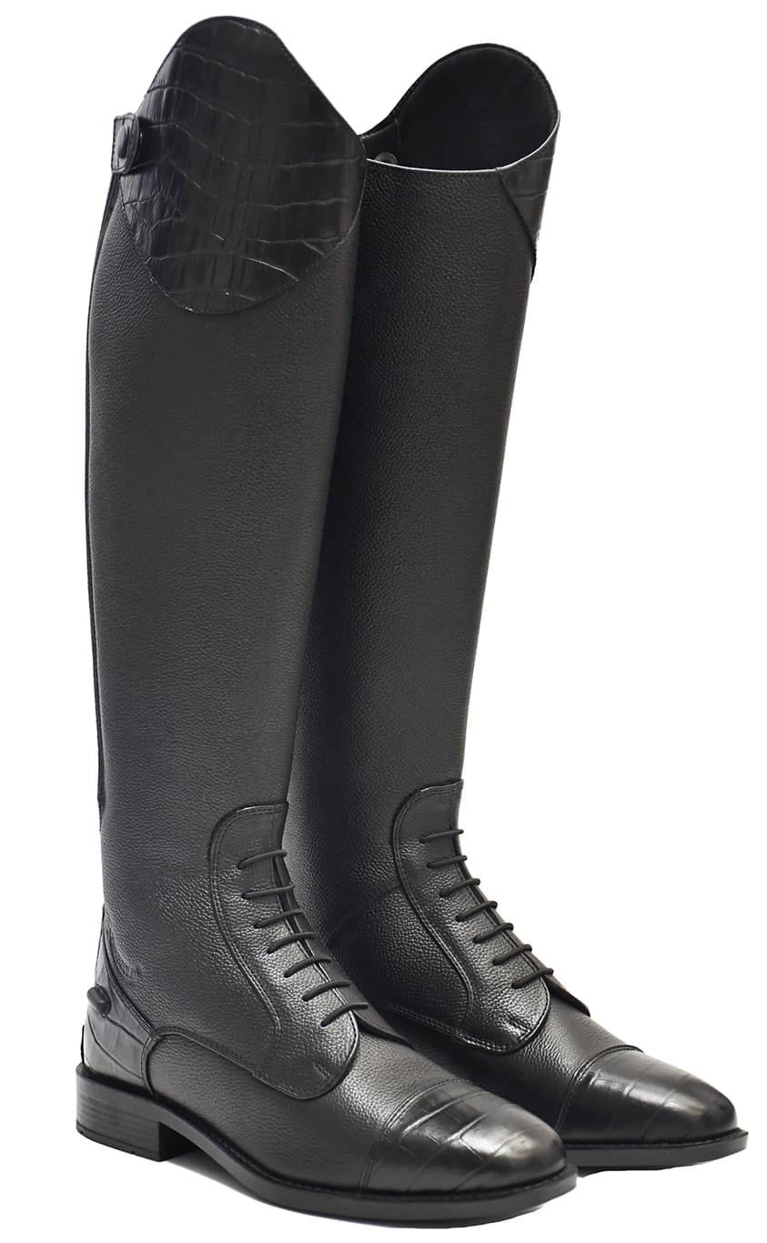 Rhinegold De-Luxe Leather Riding Boots With Mock Croc Trim - Top Of The Clops