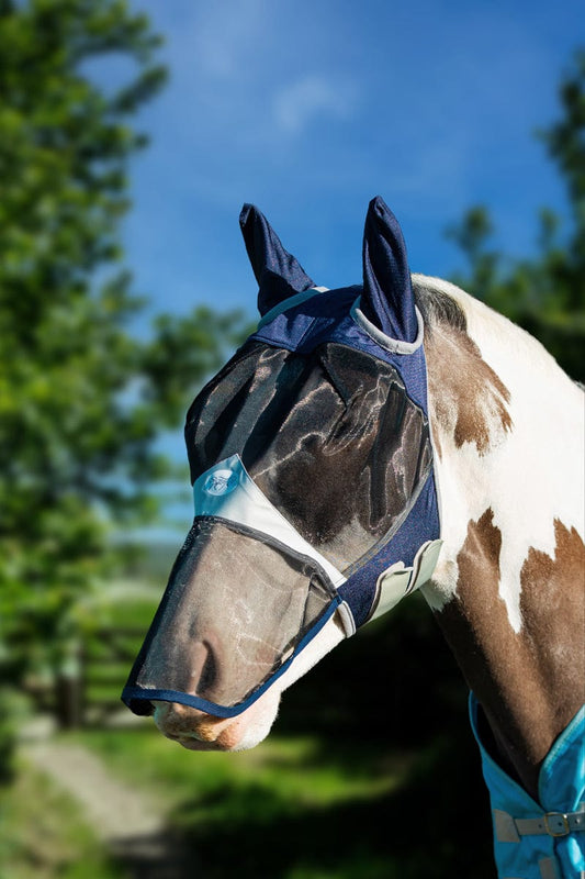 Swish Horse Fly Mask With Nose - Navy