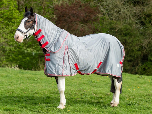 Swish WIDE FIT Mesh Fly Rug - Grey/Red