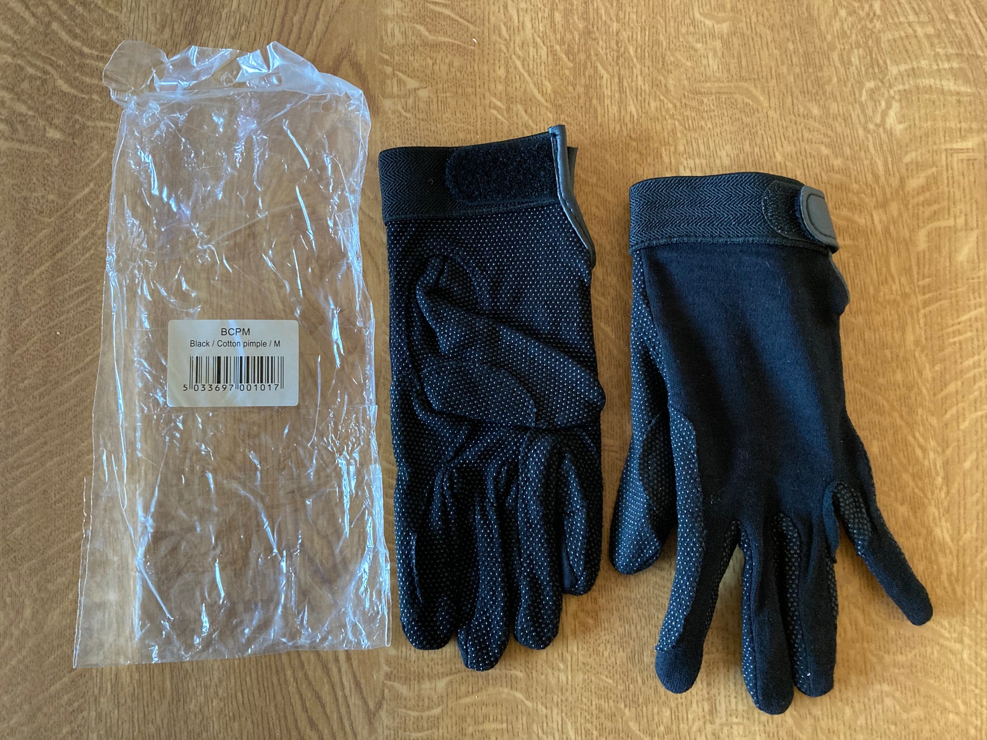 Medium Black Cotton Pimple Riding Gloves - Top Of The Clops