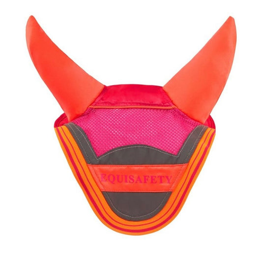 Equisafety Multi Coloured Acoustic Horse Ears - Pink/Orange - Top Of The Clops
